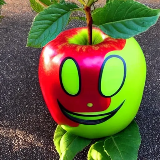 Image similar to an apple with a face looking like elon musk