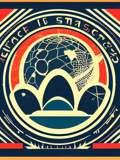 Prompt: vintage space station logo, vector, illustrator, designed by tom geismar, graphic design, adobe, golden art by - ratio