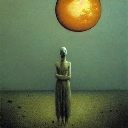 Image similar to moon's haunted, ultra detailed, photorealistic, art style beksinski.