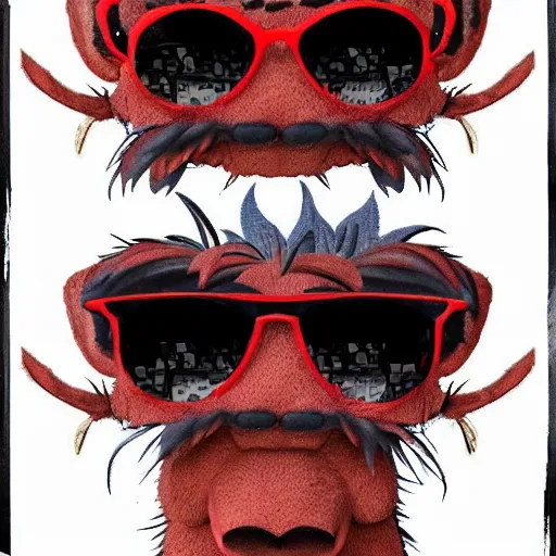 Prompt: an edgy Muppet monster character wearing sunglasses concept designs for a new resident evil video game