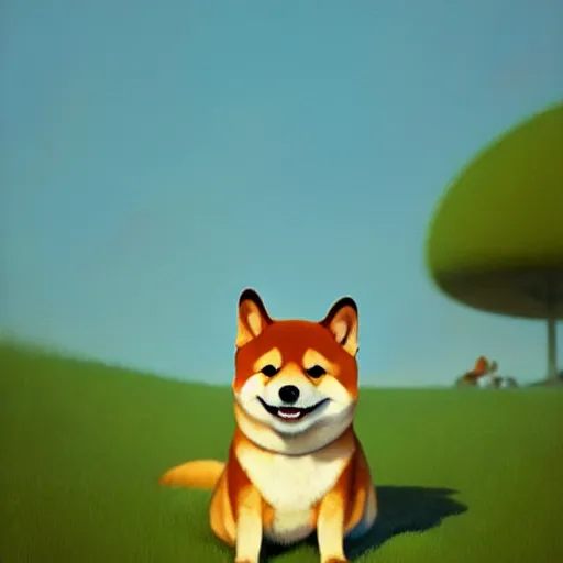 Image similar to goro fujita ilustration a happy baby shiba inu by goro fujita, painting by goro fujita, sharp focus, highly detailed, artstation