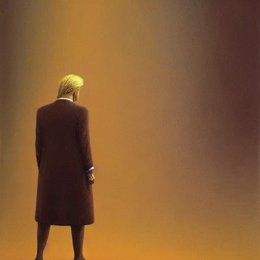 Image similar to Donald Trump. Ashamed. Zdzisław Beksiński