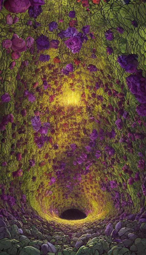 Image similar to The luminous floral cavern, italian futurism, Dan Mumford, da vinci, Josan Gonzalez