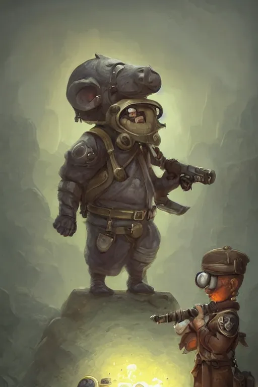 Image similar to cute little anthropomorphic Guinea Pig Tank driver standing next to its tank, tiny, small, short, Tank driver outfit, cute and adorable, pretty, beautiful, DnD character art portrait, matte fantasy painting, DeviantArt Artstation, by Jason Felix by Steve Argyle by Tyler Jacobson by Peter Mohrbacher, cinematic lighting