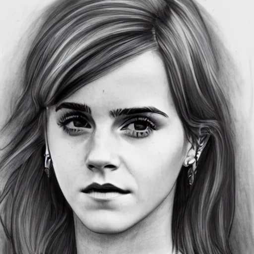 Prompt: emma watson as an angel pencil sketch