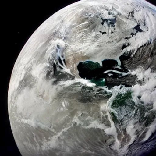 Image similar to exploding planet earth, photo taken from the moon, arbitrary