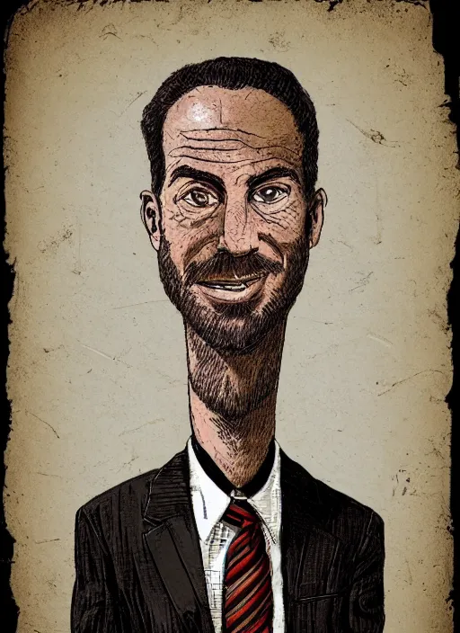 Image similar to portrait of a snake oil salesman by Paolo Eleuteri Serpieri, it idn't greasy