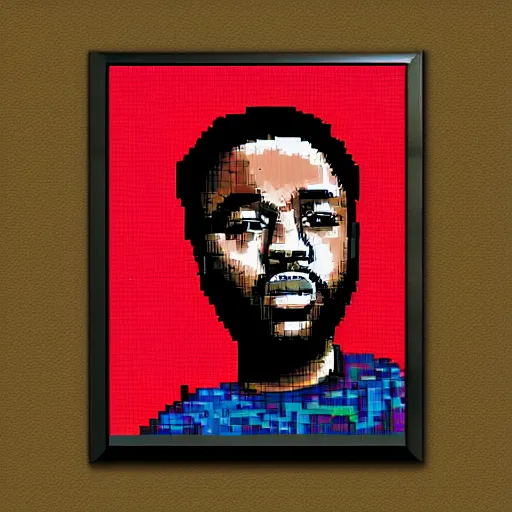 Image similar to pixel art of kendrick lamar