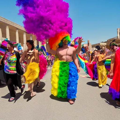 Prompt: pride parade in ancient mesopotamia