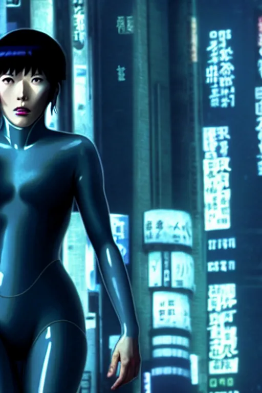 Image similar to film still from ghost in the shell, style of yoshii chie, cinematic, highly detailed