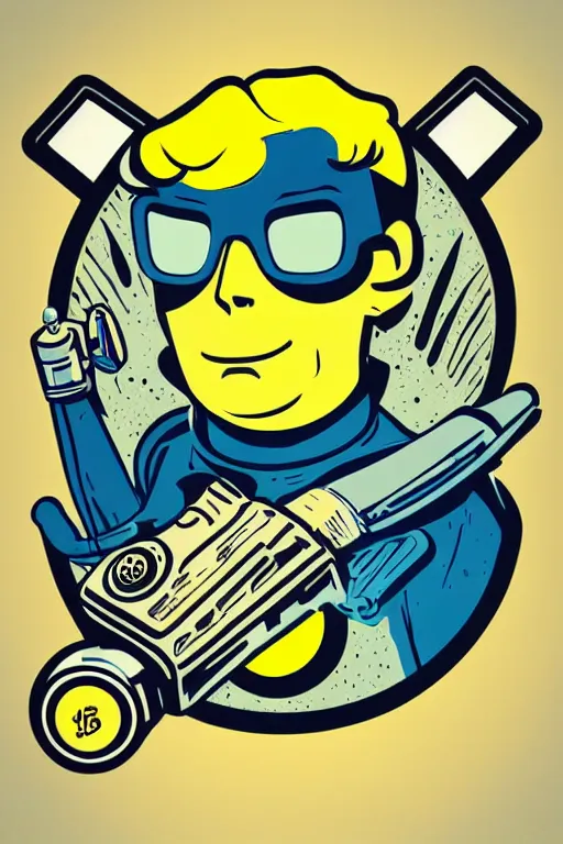 Image similar to fallout 7 6 retro futurist illustration art by butcher billy, sticker, colorful, illustration, highly detailed, simple, smooth and clean vector curves, no jagged lines, vector art, smooth andy warhol style