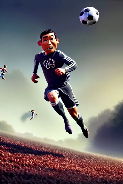 Image similar to pixar man cristiano ronaldo running from a soccer field | glamorous oily soft polished rich ornate modern | weta disney pixar movie still photo | hi - fructose, sci fi fantasy, smooth, octane render, sharp focus, artstation, concept art | artgerm, mucha, rutkowski, feng zhu, wlop, loish