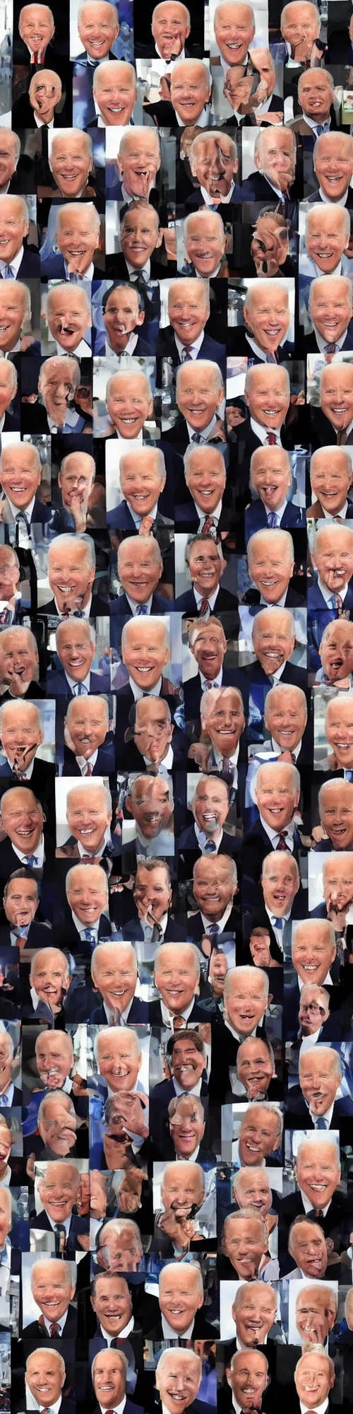 Image similar to a vertical stack of joe biden faces, detailed photograph