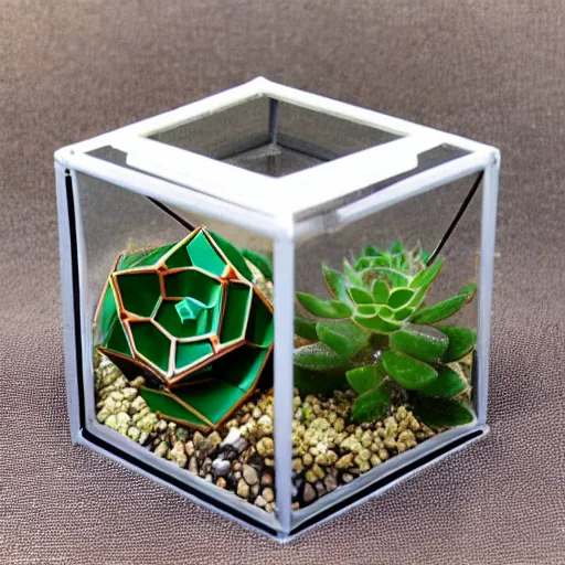 Image similar to geometric decorative terrarium cube for small succulent