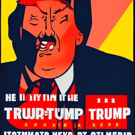 Image similar to propaganda poster with donald trump dressed as hitler