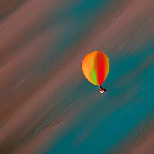 Image similar to floating rainbow colored party balloons above the desert, photography, high resolution 8 k, 3 5 mm lens,