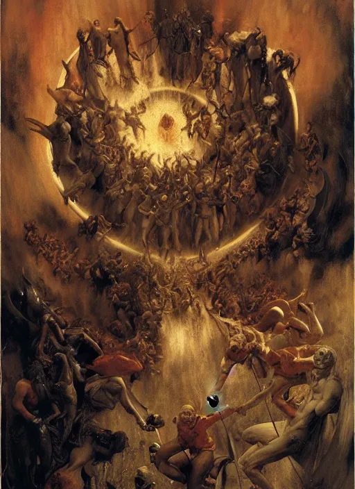 Image similar to the seventh circle of hell from dante's divine comedy. highly detailed painting by gaston bussiere, craig mullins, j. c. leyendecker 8 k