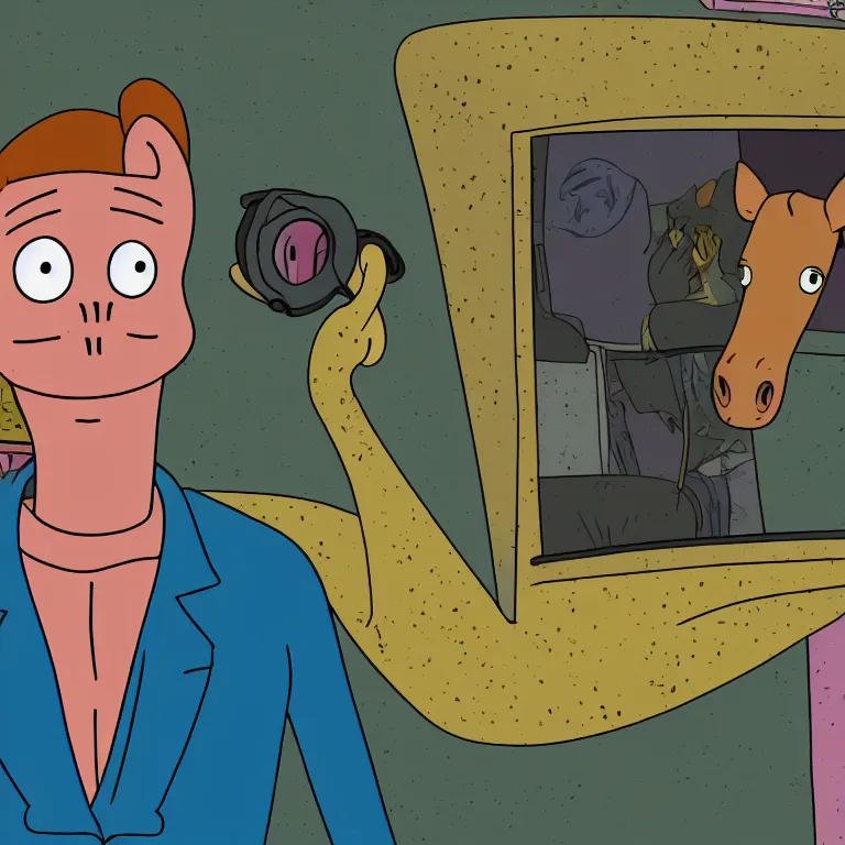 Prompt: still from bojack horseman, hd, hq, high resolution, high detail, 4 k, 8 k