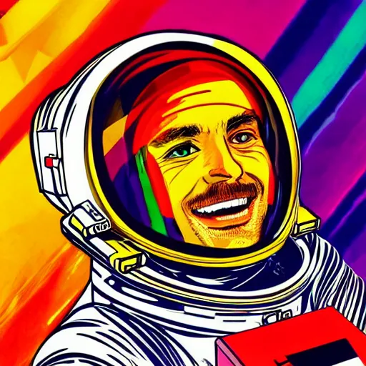 Image similar to portrait of astronaut, highly detailed, colourful, 8k wallpaper, pop art