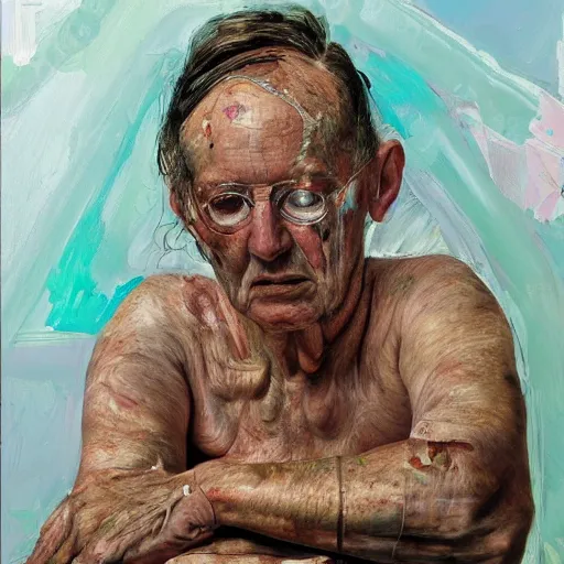 Image similar to high quality high detail painting by lucian freud and jenny saville, hd, celebrity, turquoise