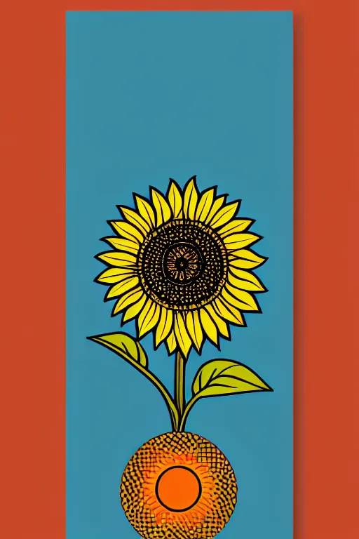 Image similar to minimalist boho style art of a sunflower, illustration, vector art