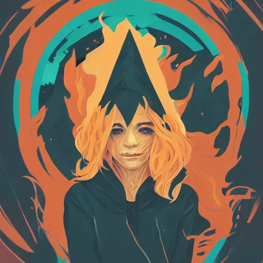 Image similar to portrait of a witch fire with hoodie by Sachin Teng and wlop