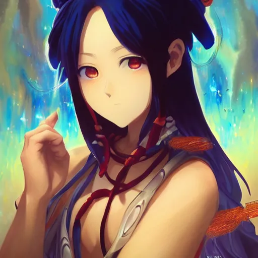 Image similar to anime portrait of Mio Naruse as a shaman yedi using dark force to eliminate trump as an anime antagonist by Stanley Artgerm Lau, WLOP, Rossdraws, James Jean, Andrei Riabovitchev, Marc Simonetti, and Sakimichan, trending on artstation