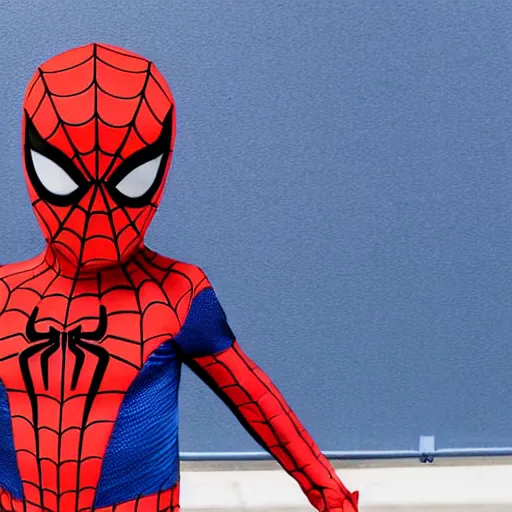 Image similar to spiderman wearing spongebob costume, straight photo, centered