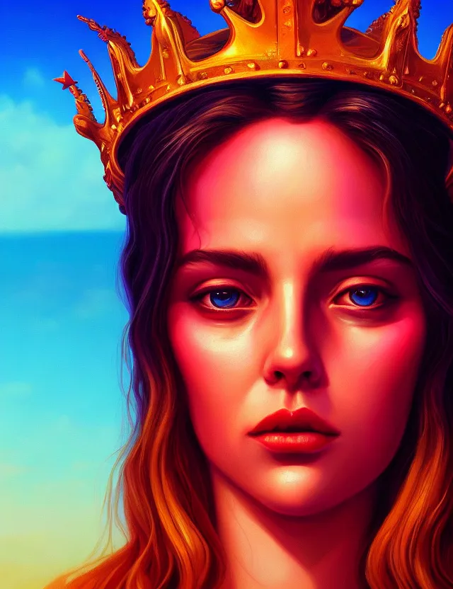 Image similar to blurred background. close-up portrait of a goddess in crown, by Alex Gross, Anato Finnstark and Alena Aenami. unreal engine