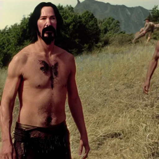 Image similar to keanu reeves being zardoz from the movie cinematic 8 k digital photograph uhd hdr