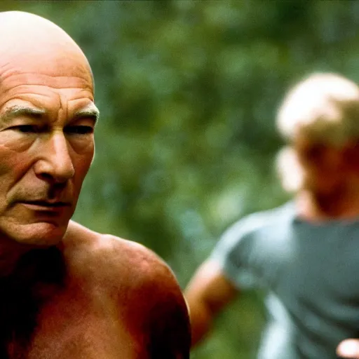 Image similar to a film still of patrick stewart in the movie rambo