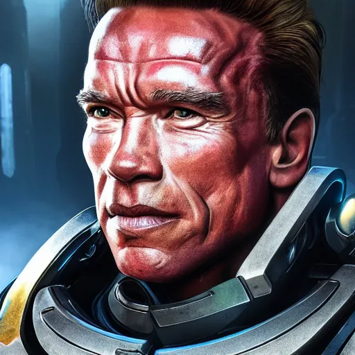 Image similar to a screenshot of arnold schwarzenegger as echo in overwatch, portrait, fantasy, beautiful face, vivid colors, elegant, concept art, sharp focus, digital art, hyper - realistic, 4 k, unreal engine, highly detailed, hd, dramatic lighting by brom, trending on artstation