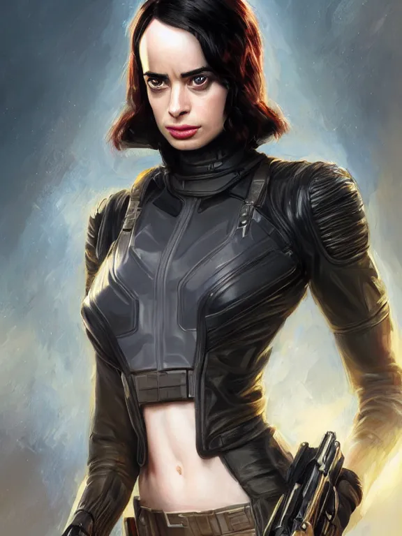 Image similar to krysten ritter as nick fury, digital painting, extremely detailed, 4 k, intricate, brush strokes, mark arian, artgerm, bastien lecouffe - deharme