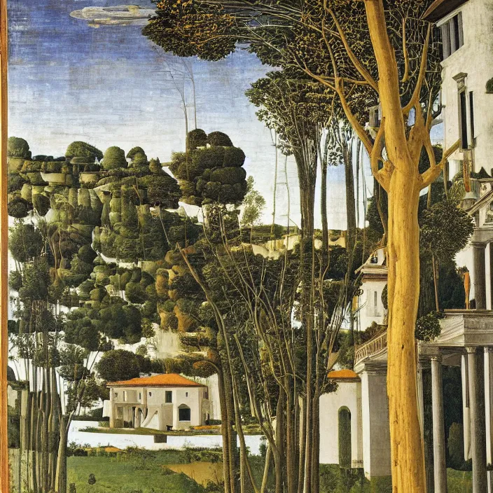 Image similar to a building in a serene landscape, by sandro botticelli