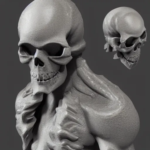 Image similar to a statue of a creature with a skull on it's head, an ambient occlusion render by cedric seaut ( keos masons ), zbrush central contest winner, new sculpture, zbrush, sketchfab, reimagined by industrial light and magic