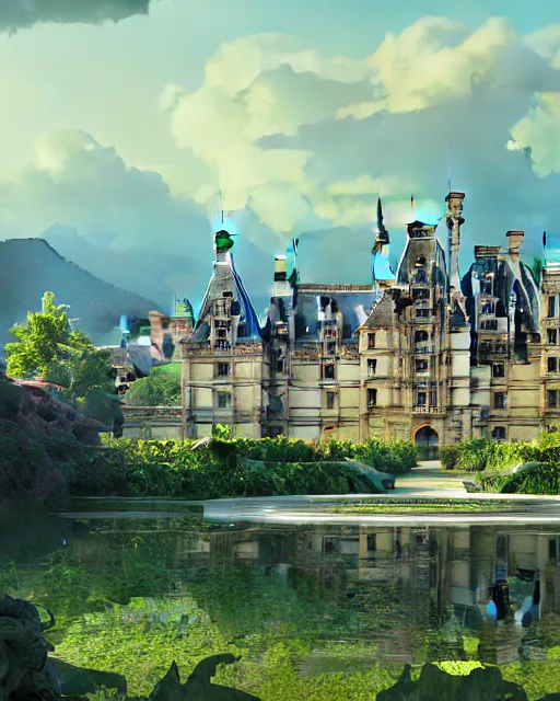 Image similar to highly detailed surreal vfx portrait of the biltmore estate, stephen bliss, unreal engine, greg rutkowski, loish, rhads, beeple, makoto shinkai and lois van baarle, ilya kuvshinov, rossdraws, tom bagshaw, alphonse mucha, global illumination, detailed and intricate environment