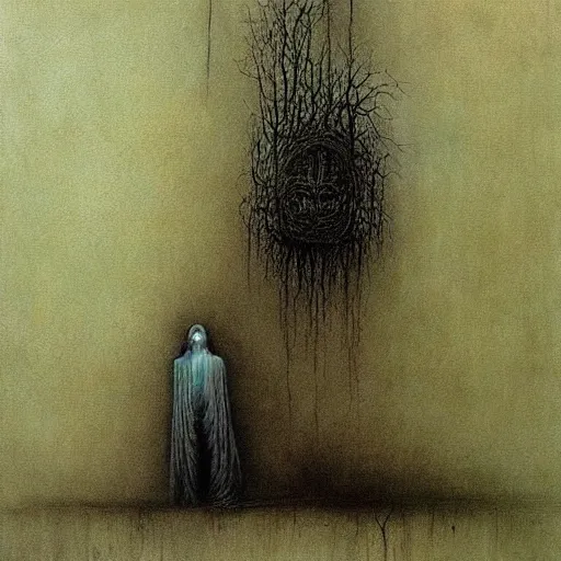 Prompt: the sandman by neil gaiman painted by beksinski, highly detailed