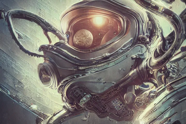 Image similar to hyperrealistic portrait of a squid monster astronaut, full body portrait, well lit, intricate abstract. cyberpunk, intricate artwork, by Tooth Wu, wlop, beeple. octane render,in the style of Jin Kagetsu, James Jean and wlop, highly detailed, sharp focus, intricate concept art, digital painting, ambient lighting, 4k, artstation