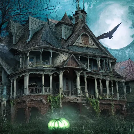 Image similar to spooky House party, Fantasy Hyper detailed digital matte painting, concept art, hyperrealism, Cinema 4D, 8k resolution, 64 megapixels, coherent, bokeh, CGSociety, ZBrush Central, behance HD, hypermaximalist, a masterpiece, 4K