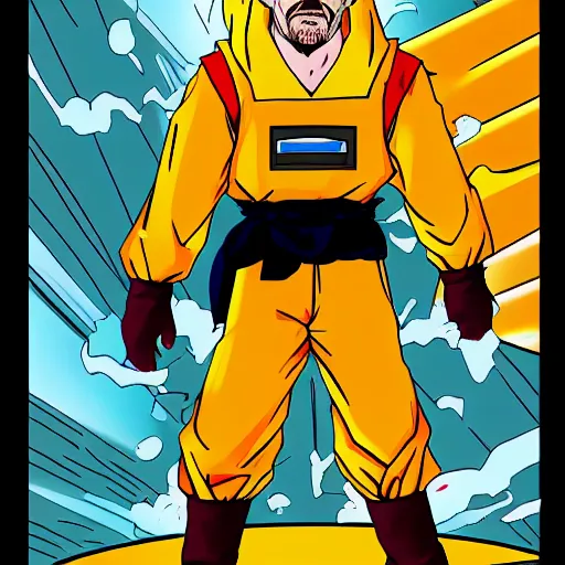 Prompt: walter white as a super saiyan