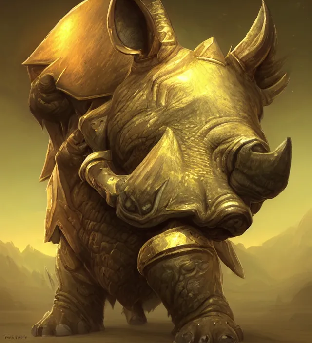 Prompt: “a well rendered anthropomorphic chibi sized rhinoceros portrait, world of Warcraft armor, subject in the center of the frame, rule of thirds, golden ratio, elegant, digital painting, octane 4k render, zbrush, hyperrealistic, artstation, concept art, smooth, sharp focus, illustration from World of Warcraft by Pixar and Disney and Justin Gerard”