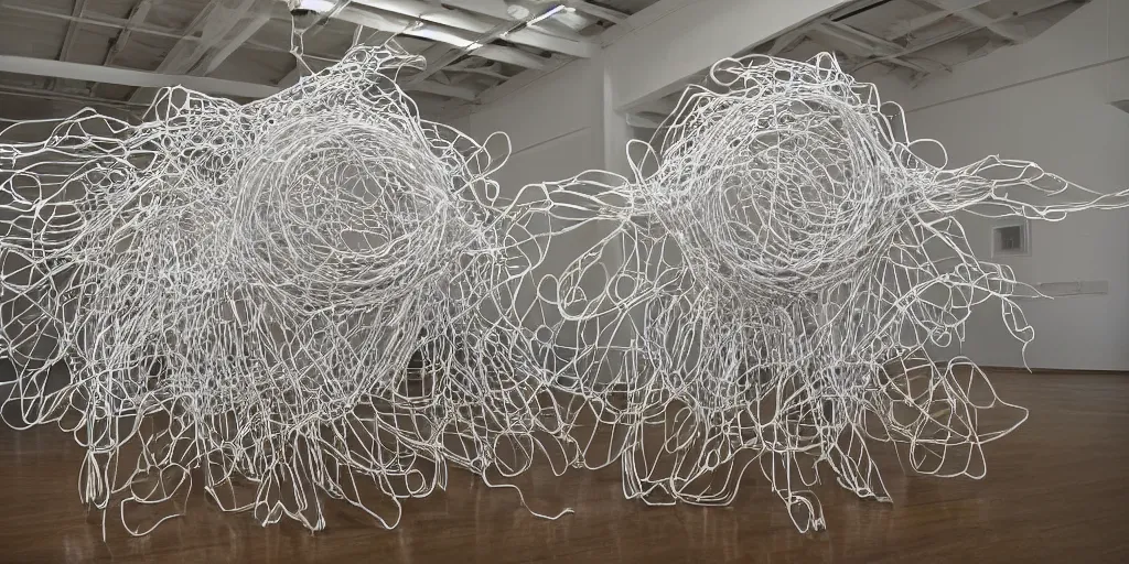 Image similar to a sculpture made out of different types of paper, an abstract sculpture by Ai Weiwei, featured on cg society, kinetic art, made of paperclips, made of wire, made of cardboard