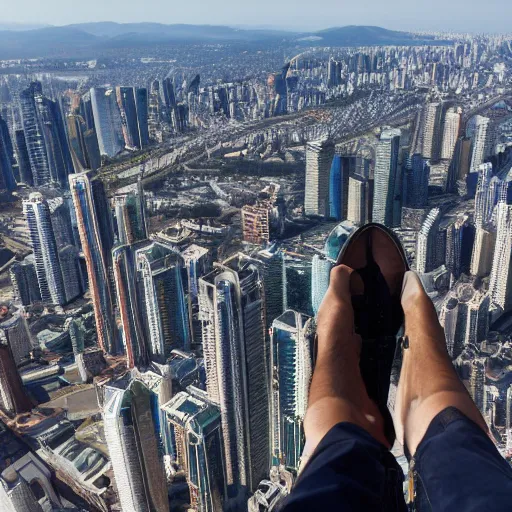 Image similar to Man looking down from the tallest building in the world
