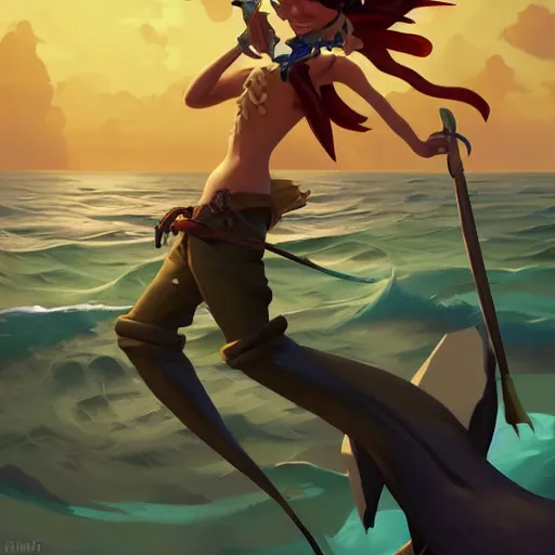 Image similar to painting jack the pirate mermaid on sea of thieves game avatar hero smooth face median photoshop filter cutout vector behance hd by jesper ejsing, by rhads, makoto shinkai and lois van baarle, ilya kuvshinov, rossdraws, illustration, art by ilya kuvshinov and gustav klimt