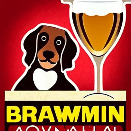 Image similar to a brown spaniel with a white chest playing a piano, Martini on the side. Artwork adult swim style, beer logo, no text