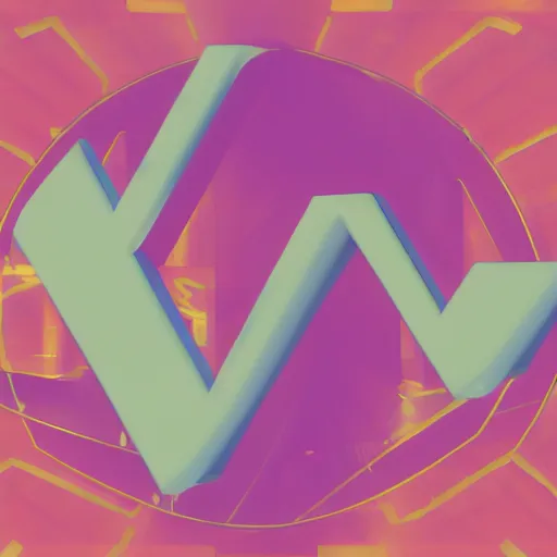 Image similar to abstract logo, vaporwave, letters a and w fusion