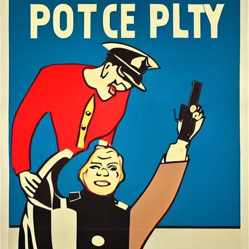 Image similar to a propaganda poster about the benefits of police brutality