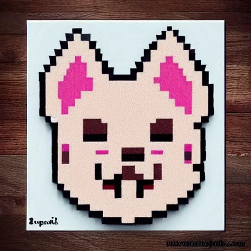 Prompt: popular animal pixelart adoptable, dessert theme, big pixel, clean lines, pastel, childhood, pinterest, Japanese desserts, dog, sparkledog