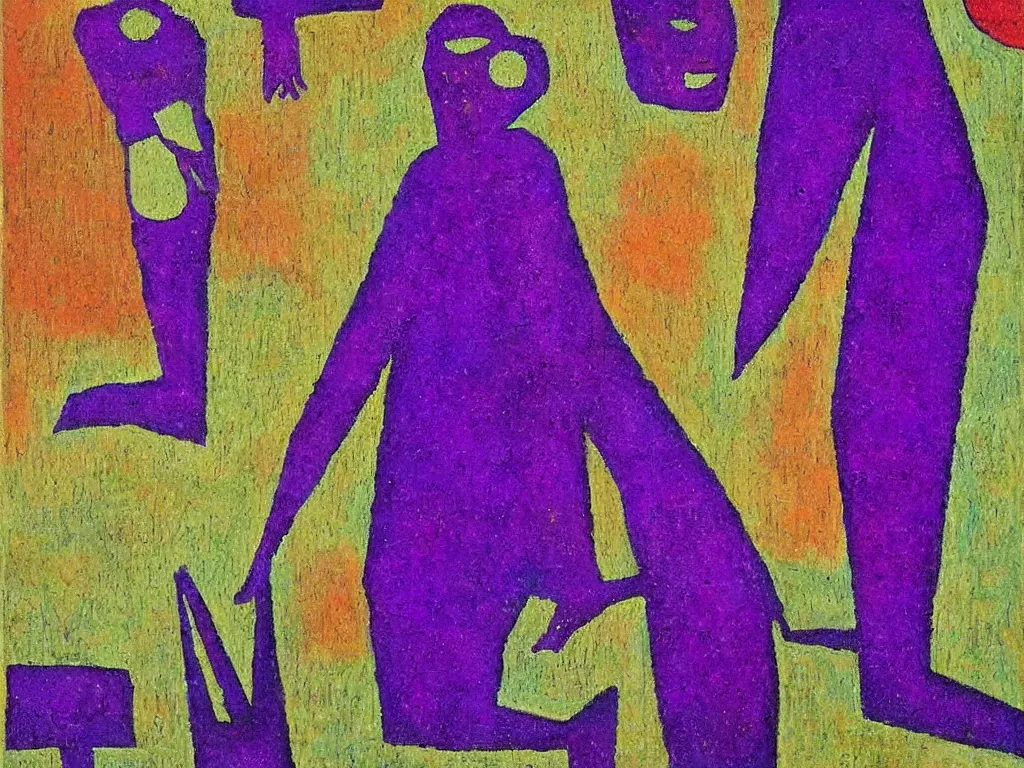 Image similar to variations of the purple sinner. painting by rufino tamayo