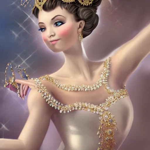 Image similar to ballerina princess of diamonds gorgeous, ornate, intricate, detailed, stunning, masterpiece, 4 k